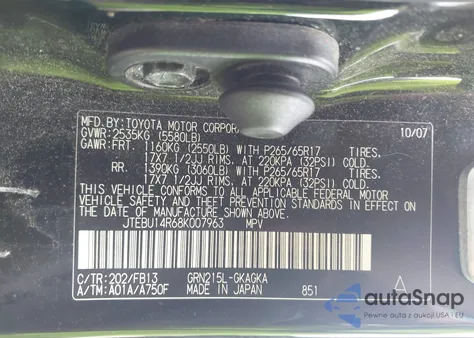 2008 Toyota 4Runner Sr5/Sport from USA, damaged, VIN JTEBU14R68K007963